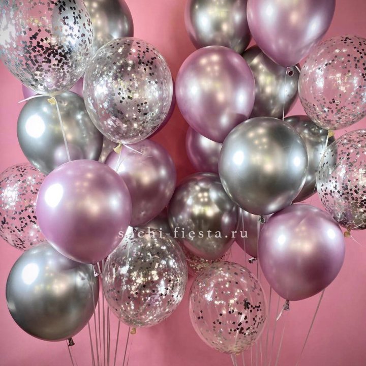 Фонтан шаров "Сильвер пинк" в Сургуте