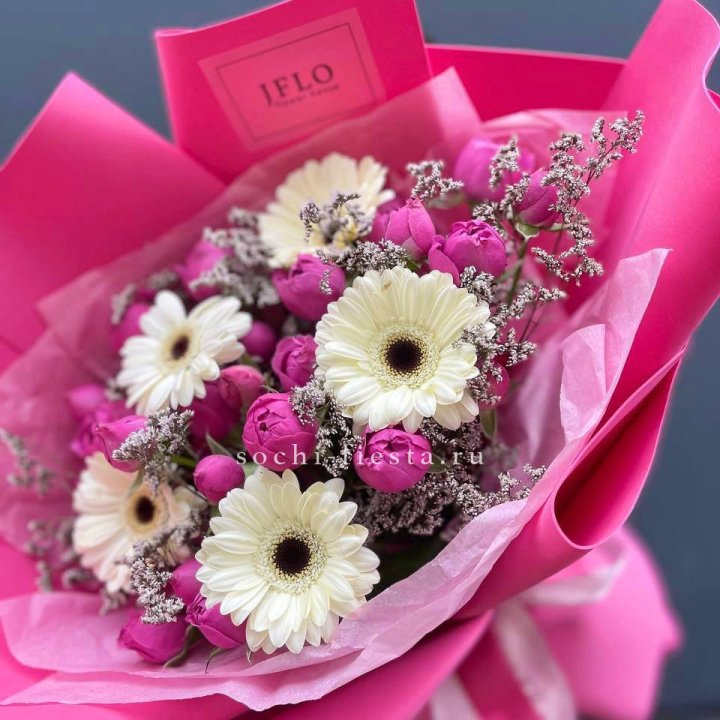 Букет гербер и мисти бабблс  в Сургуте