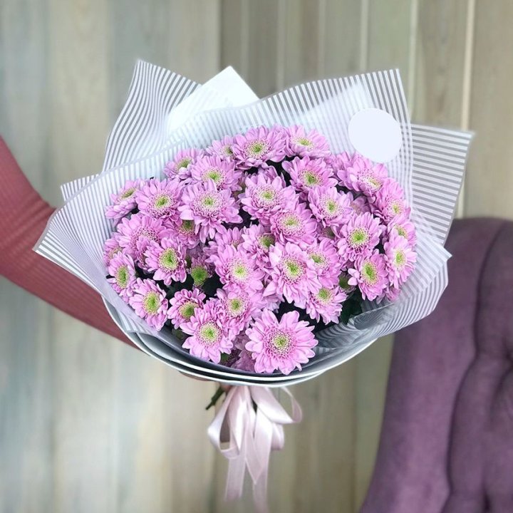 Букет розовых хризантем в Сургуте