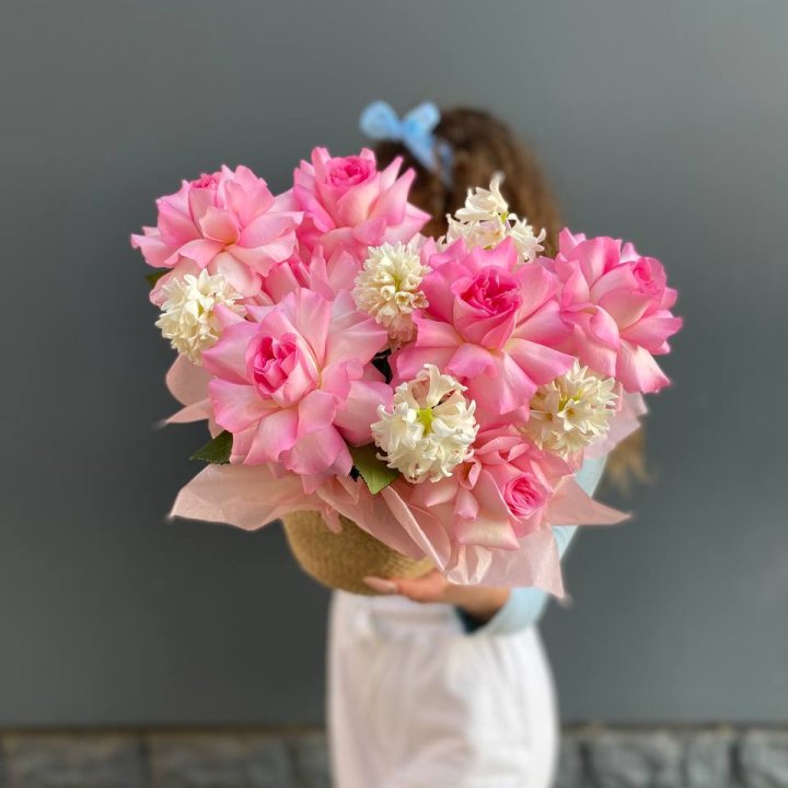 Дуо розы и гиацинты в Сургуте