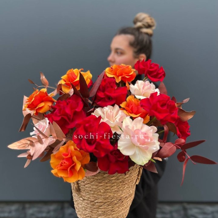 Авторский бокс "Роксана" в джутовом кашпо в Сургуте