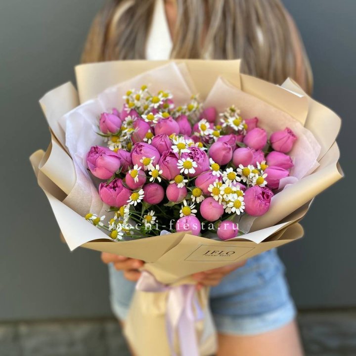 Дуобукет мисти с ромашками  в Сургуте