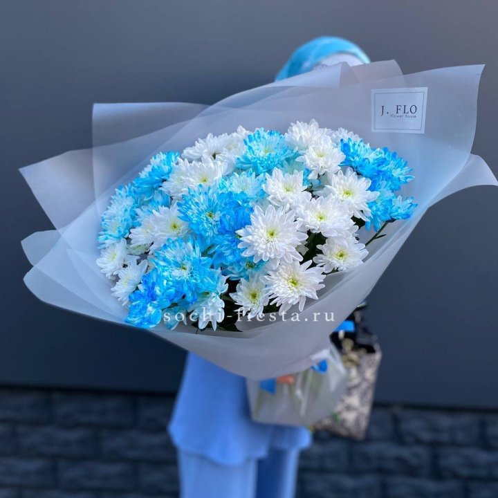 Букет хризантем "Голубая снежинка" в Сургуте