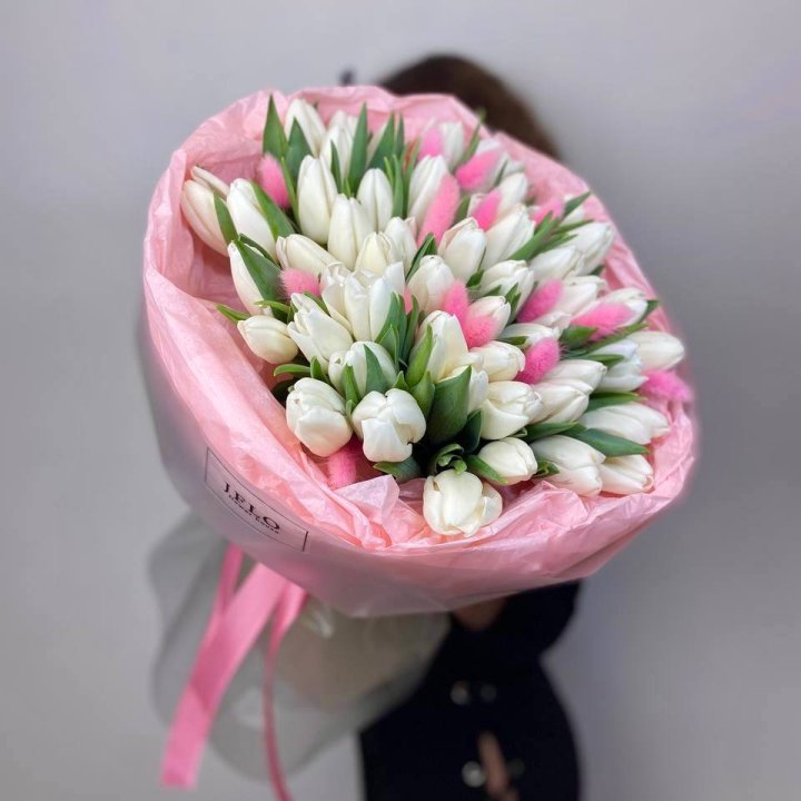 51 белый тюльпан "Рози" в Сургуте