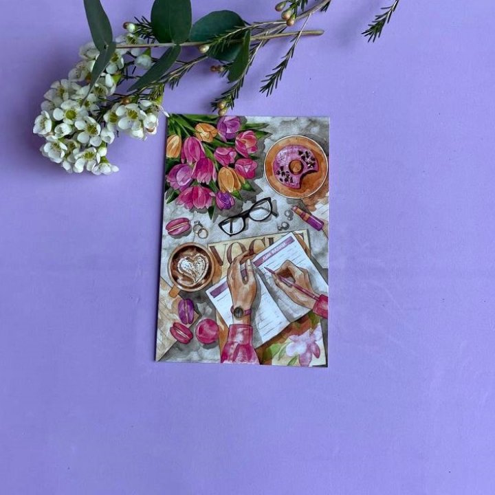 Открытка к букету "Леди на работе" в Сургуте