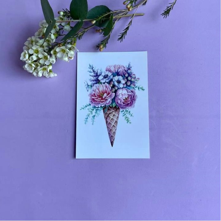 Открытка к букету "Цветочно-кремовый" в Сургуте