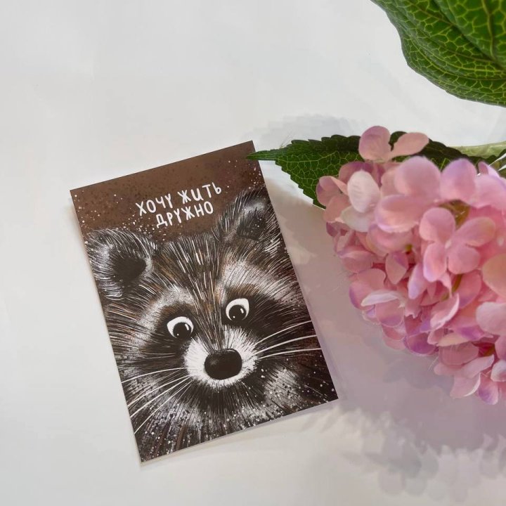 Открытка к букету "Енотик" в Сургуте