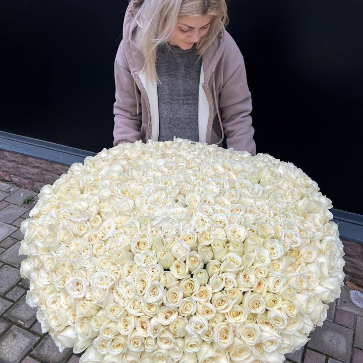 501 белая роза в корзине в Сургуте